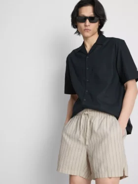 Gestreifte Shorts aus Leinenmischung