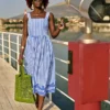 Gestreiftes, besticktes Maxikleid Gestreiftes, besticktes Maxikleid