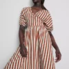 Gestreiftes Midaxi-Smockkleid aus Baumwolle Gestreiftes Midaxi-Smockkleid aus Baumwolle