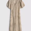 Gestreiftes Midikleid mit Puffärmeln Gestreiftes Midikleid mit Puffärmeln