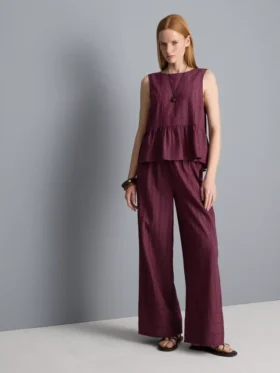 Gestreiftes Tanktop mit Peplum-Saum