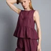 Gestreiftes Tanktop mit Peplum-Saum