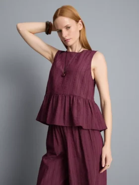 Gestreiftes Tanktop mit Peplum-Saum