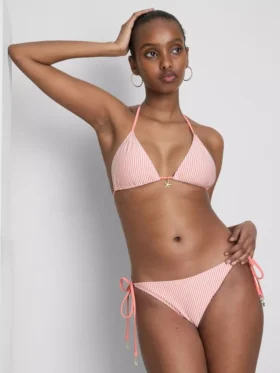 Gestreiftes Triangel-Bikini-Oberteil mit Seestern-Motiv