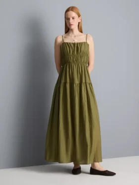 Gestuftes Smock-Maxikleid