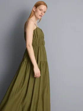 Gestuftes Smock-Maxikleid