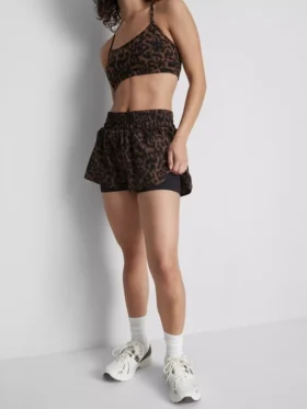 Gewebte Laufshorts mit Leopardenmuster