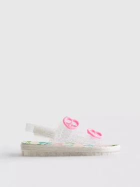 Glitzernde Jelly-Slingback-Sandalen mit doppeltem Schnallenriemen