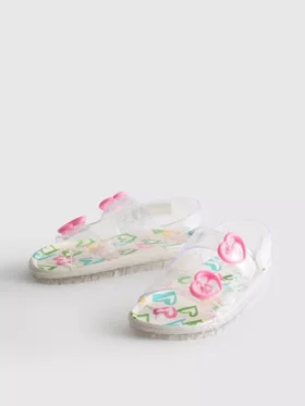 Glitzernde Jelly-Slingback-Sandalen mit doppeltem Schnallenriemen