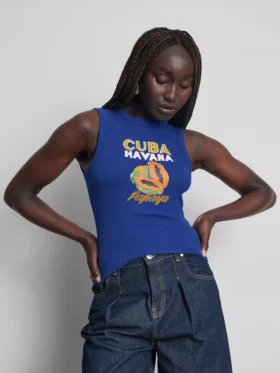 Grafik-Tanktop aus baumwollreichem Rippstrick