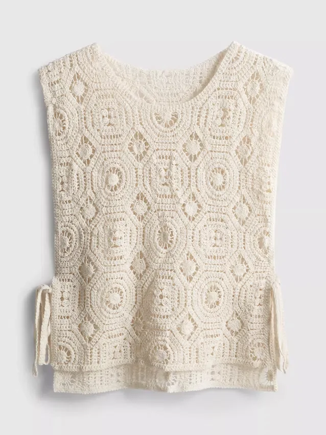 Häkel-Tanktop mit seitlichen Bändern Häkel-Tanktop mit seitlichen Bändern