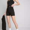 Hoch taillierte, glatte Active-Yoga-Shorts mit Stützfunktion Hoch taillierte, glatte Active-Yoga-Shorts mit Stützfunktion
