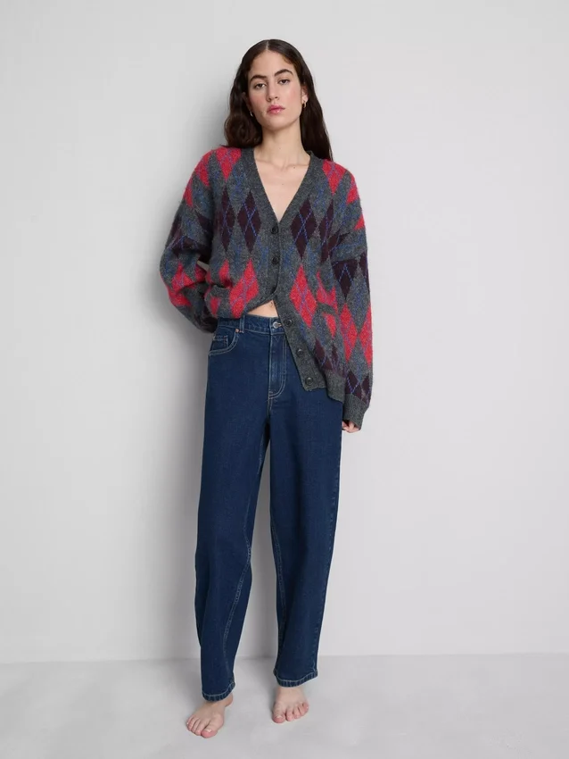 Hoch taillierte, konisch zulaufende Jeans aus Baumwoll-Denim Hoch taillierte, konisch zulaufende Jeans aus Baumwoll-Denim