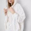 Hoodie mit durchgehendem Reißverschluss aus baumwollreichem Stoff mit Blumenmuster Hoodie mit durchgehendem Reißverschluss aus baumwollreichem Stoff mit Blumenmuster
