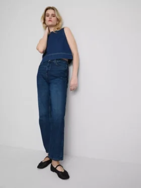 Jeans mit hoher Taille und geradem Bein