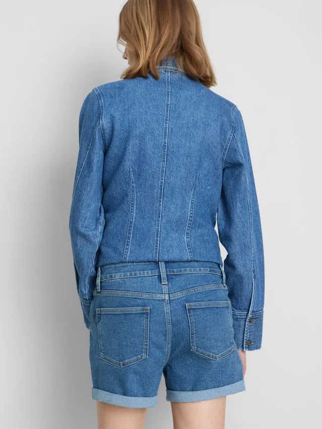 Jeansshorts mit mittlerer Leibhöhe und Umschlag Jeansshorts mit mittlerer Leibhöhe und Umschlag