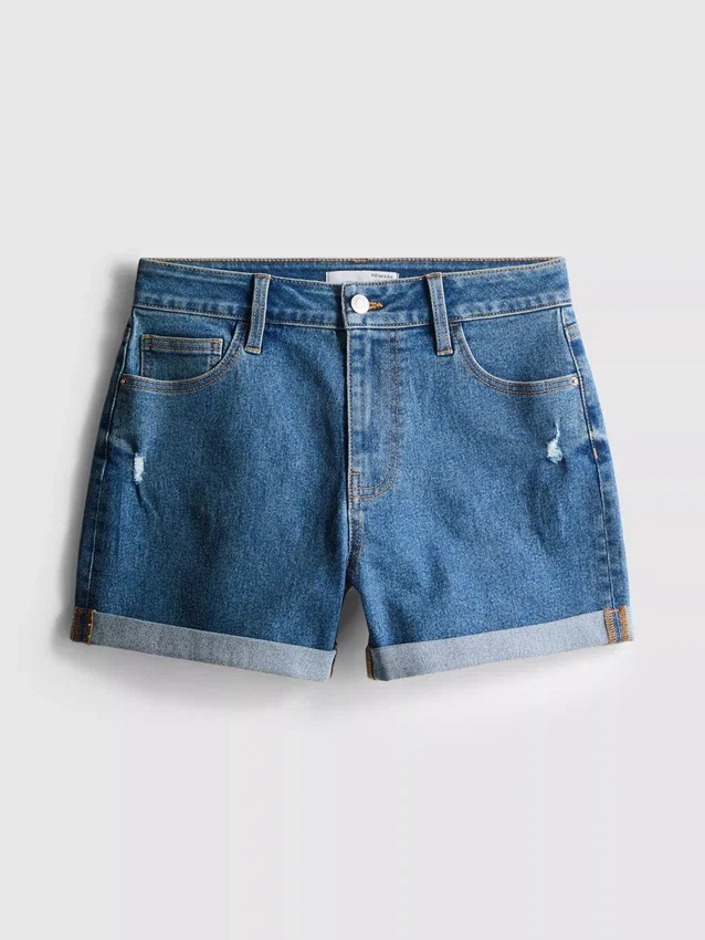 Jeansshorts mit mittlerer Leibhöhe und Umschlag Jeansshorts mit mittlerer Leibhöhe und Umschlag
