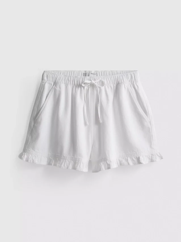 Jeansshorts mit Rüschen am Saum Jeansshorts mit Rüschen am Saum