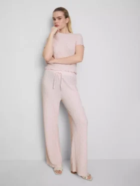 Knautschige Hose mit geradem Bein und Kordelzug