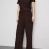 Knautschige Hose mit geradem Bein und Kordelzug Knautschige Hose mit geradem Bein und Kordelzug