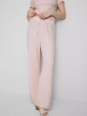 Knautschige Hose mit geradem Bein und Kordelzug