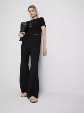 Knautschige Hose mit geradem Bein und Kordelzug