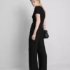 Knautschige Hose mit geradem Bein und Kordelzug Knautschige Hose mit geradem Bein und Kordelzug