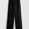 Knautschige Hose mit geradem Bein und Kordelzug Knautschige Hose mit geradem Bein und Kordelzug