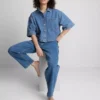 Kürzliches, kastenförmiges Hemd aus Baumwoll-Denim Kürzliches, kastenförmiges Hemd aus Baumwoll-Denim