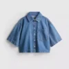 Kürzliches, kastenförmiges Hemd aus Baumwoll-Denim Kürzliches, kastenförmiges Hemd aus Baumwoll-Denim