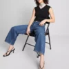 Kurze Denim-Jeans mit weitem Bein Kurze Denim-Jeans mit weitem Bein