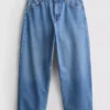 Kurze Denim-Jeans mit weitem Bein Kurze Denim-Jeans mit weitem Bein