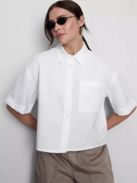 Kurzes, kastenförmiges Oxford-Shirt mit kurzen Ärmeln