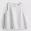 Kurzes Rüschen-Tanktop aus Baumwoll-Denim Kurzes Rüschen-Tanktop aus Baumwoll-Denim