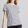 Kurzärmeliges, gestreiftes T-Shirt mit Rundhalsausschnitt Kurzärmeliges, gestreiftes T-Shirt mit Rundhalsausschnitt