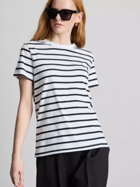 Kurzärmeliges, gestreiftes T-Shirt mit Rundhalsausschnitt