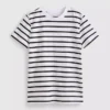 Kurzärmeliges, gestreiftes T-Shirt mit Rundhalsausschnitt Kurzärmeliges, gestreiftes T-Shirt mit Rundhalsausschnitt