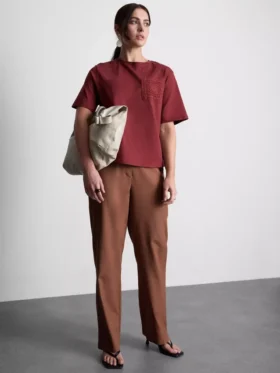 Kurzärmeliges Häkel-T-Shirt aus Baumwolle mit Shorts