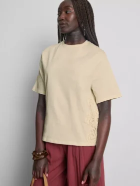Kurzärmeliges Häkel-T-Shirt aus Baumwolle mit Shorts