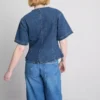 Kurzärmeliges Oberteil aus Baumwoll-Denim mit tailliertem Schnitt