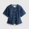 Kurzärmeliges Oberteil aus Baumwoll-Denim mit tailliertem Schnitt