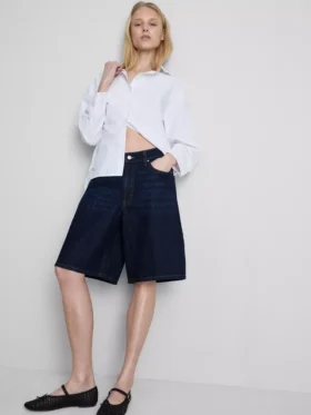 Lange Bermudashorts aus Baumwoll-Denim