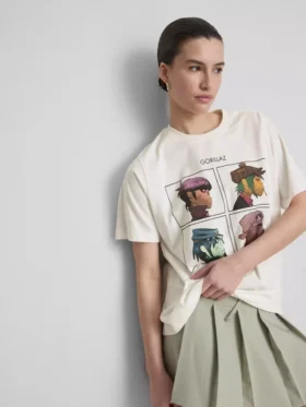 Locker sitzendes Gorillaz-Musik-T-Shirt mit Grafikprint