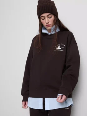Locker sitzendes Sweatshirt aus Baumwollmischung mit Aufdruck Locker sitzendes Sweatshirt aus Baumwollmischung mit Aufdruck