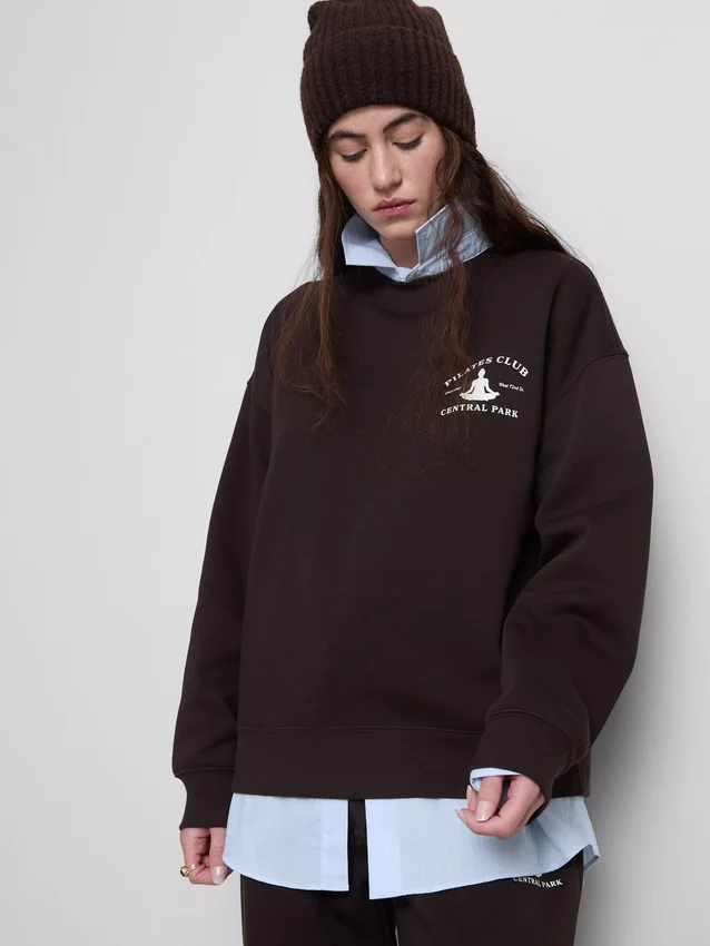 Locker sitzendes Sweatshirt aus Baumwollmischung mit Aufdruck Locker sitzendes Sweatshirt aus Baumwollmischung mit Aufdruck