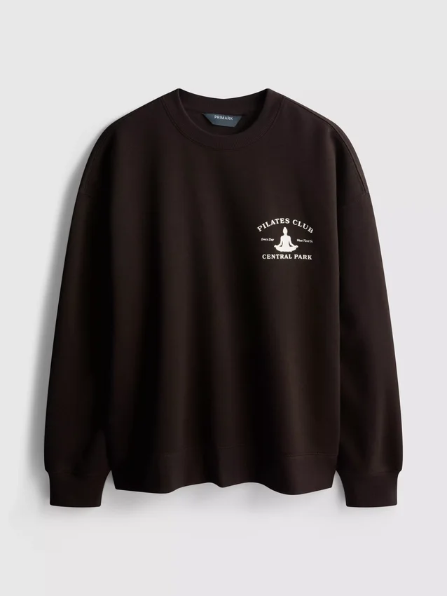 Locker sitzendes Sweatshirt aus Baumwollmischung mit Aufdruck Locker sitzendes Sweatshirt aus Baumwollmischung mit Aufdruck