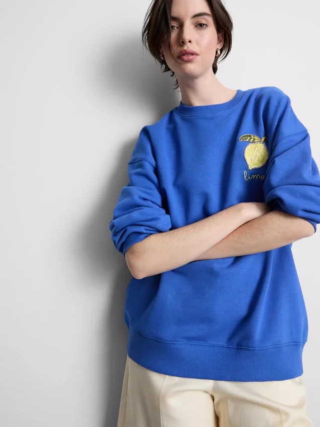 Locker sitzendes Sweatshirt in Zitronengelb mit hohem Baumwollanteil Locker sitzendes Sweatshirt in Zitronengelb mit hohem Baumwollanteil