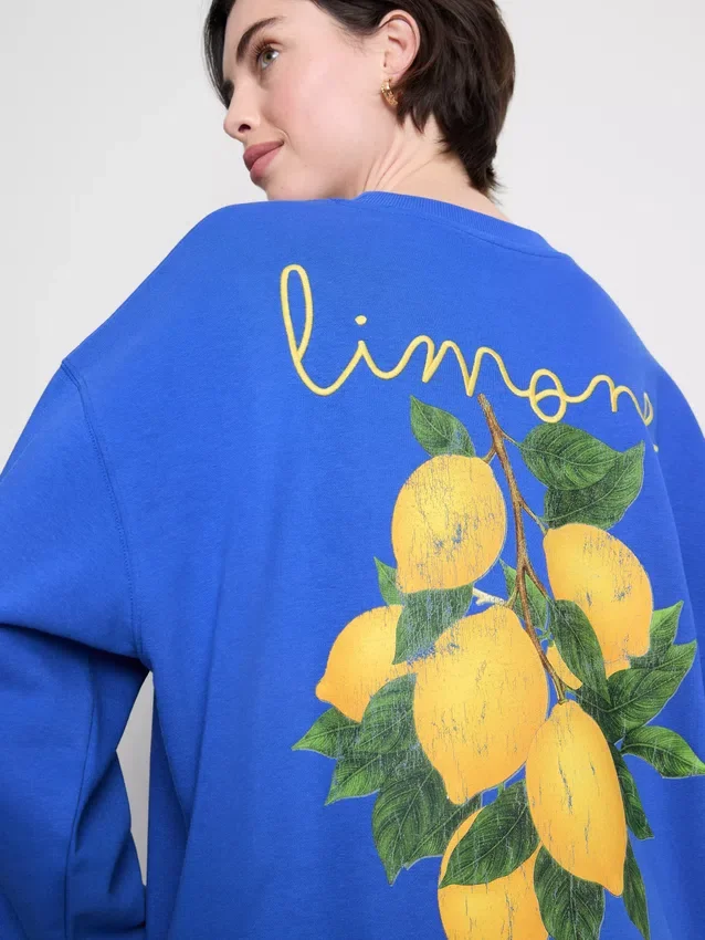 Locker sitzendes Sweatshirt in Zitronengelb mit hohem Baumwollanteil Locker sitzendes Sweatshirt in Zitronengelb mit hohem Baumwollanteil