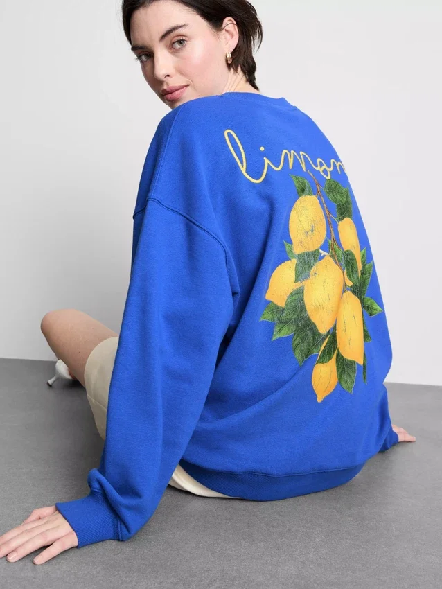 Locker sitzendes Sweatshirt in Zitronengelb mit hohem Baumwollanteil Locker sitzendes Sweatshirt in Zitronengelb mit hohem Baumwollanteil