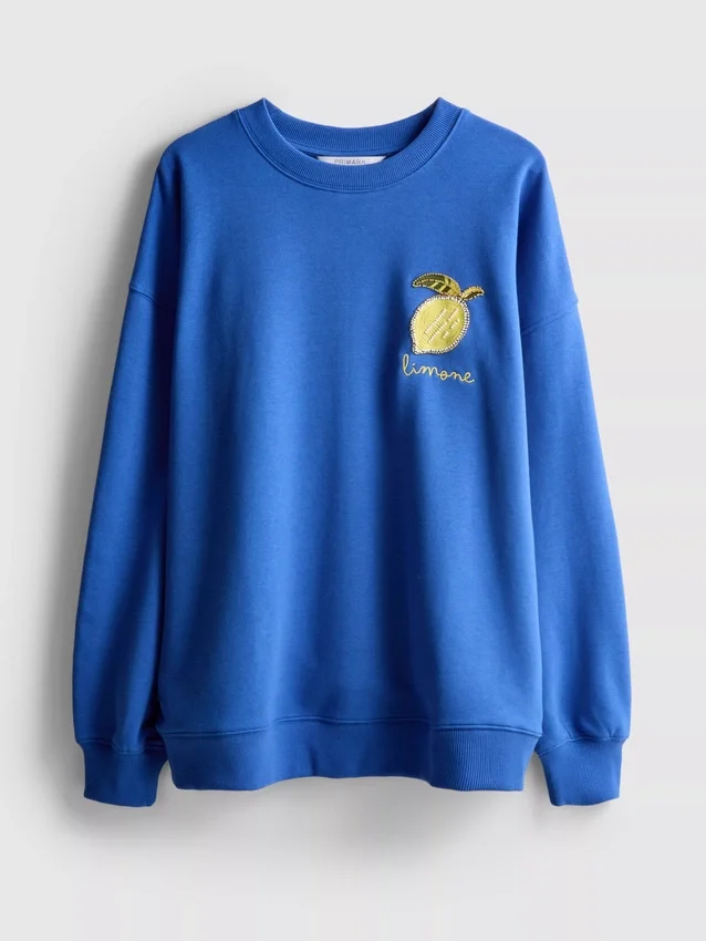 Locker sitzendes Sweatshirt in Zitronengelb mit hohem Baumwollanteil Locker sitzendes Sweatshirt in Zitronengelb mit hohem Baumwollanteil